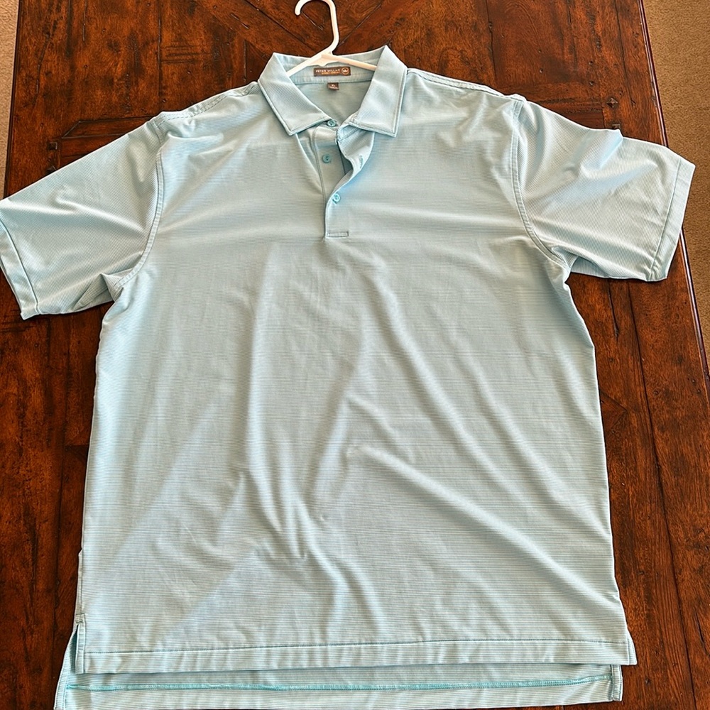 Peter Millar | Golf Polo | Teal/white striped | XL